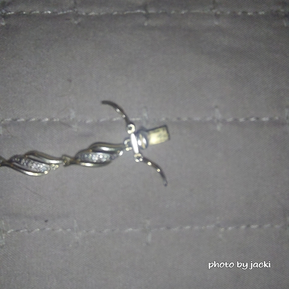 Gold over 925 Sterling Silver wave Bracelet accented w/diamonds - Picture 3 of 8